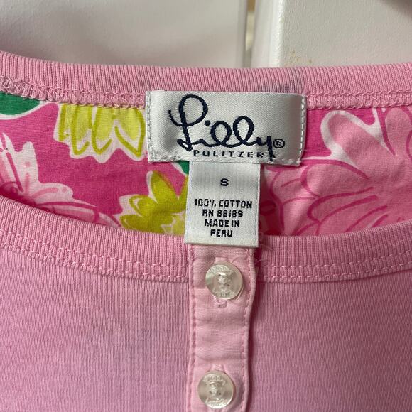 Lilly Pulitzer Barbie Pink Cotton Henley White Label Sz S - Picture 4 of 4